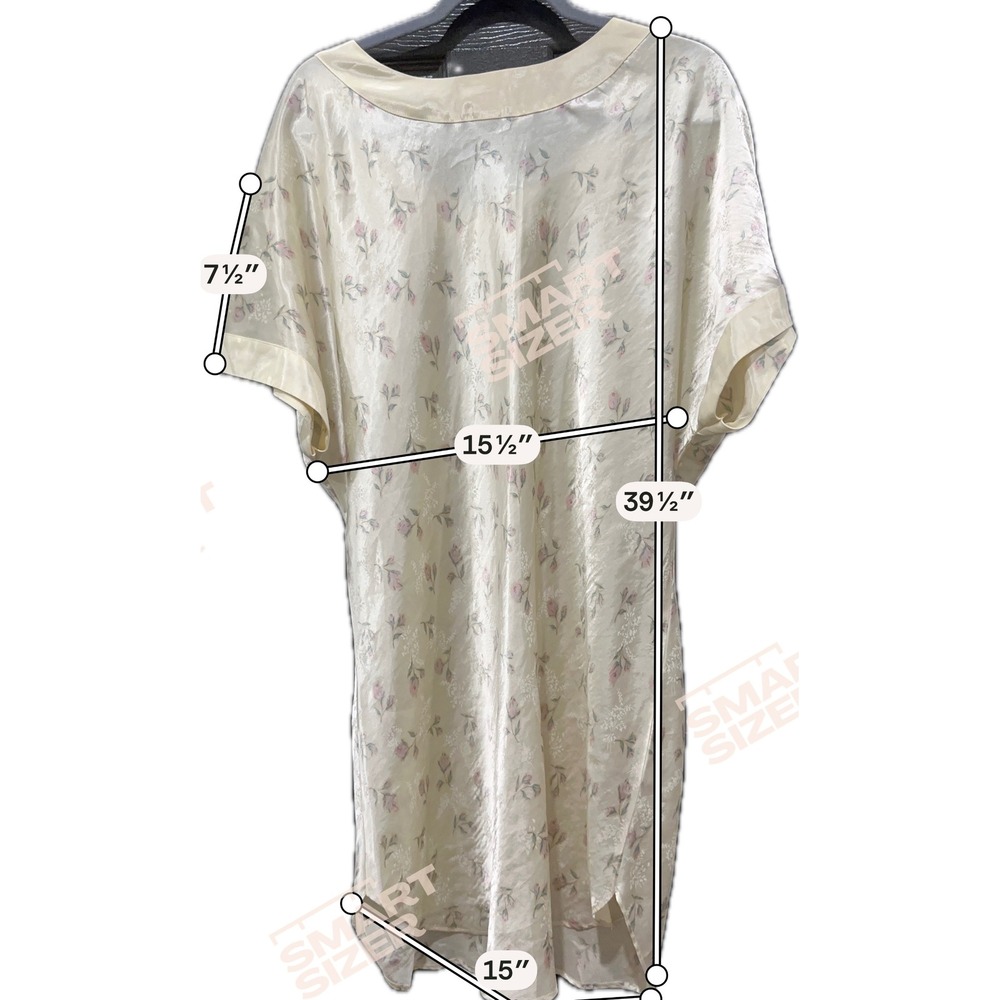 Just For Women Cream Floral Satin Nightgown 1X Short Sleeve Sleep Dress T08-01 - Picture 6 of 6